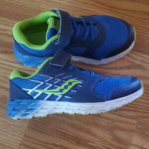 Saucony Kids Blue and Lime Sneakers